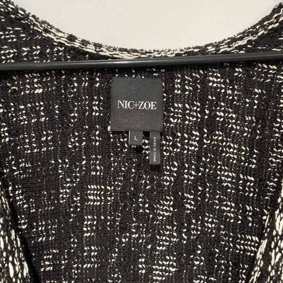 Nic+Zoe Women Black and White Elegant Cardigan Size L, - Picture 4 of 13